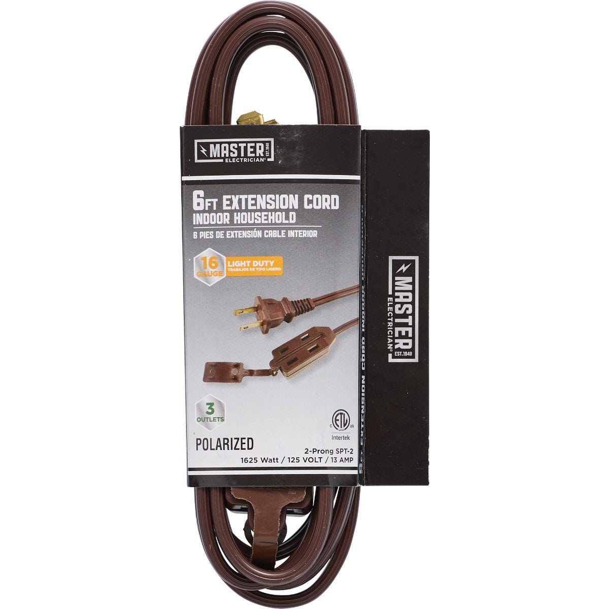 Master Electrician 6 Ft. 16/2 Brown Cube Tap Extension Cord Master Electrician 6 Ft. 16/2 Brown Cube Tap Extension Cord