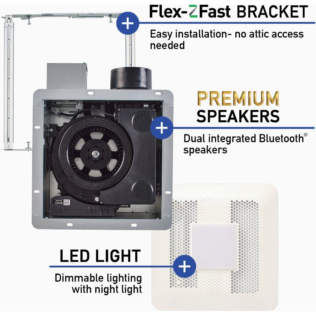 Panasonic Whisper Symphony 80/110 CFM Bath Fan with Dual Speaker