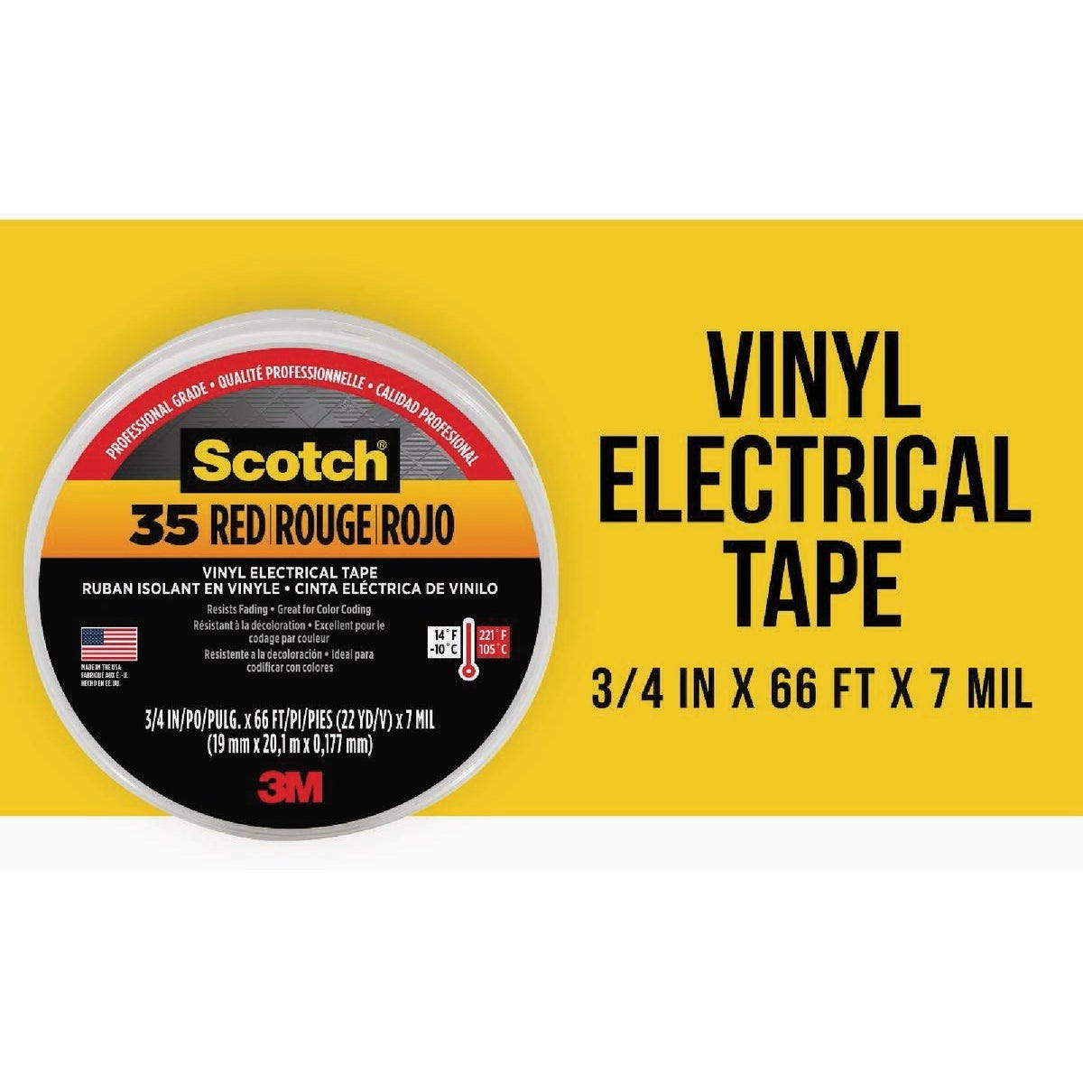 Scotch #35 3/4 In. x 66 Ft. Red Vinyl Electrical Tape - photo 2