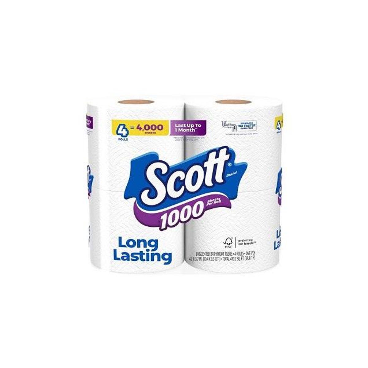 Scott 1-Ply White Bath Tissue (4-Pack)