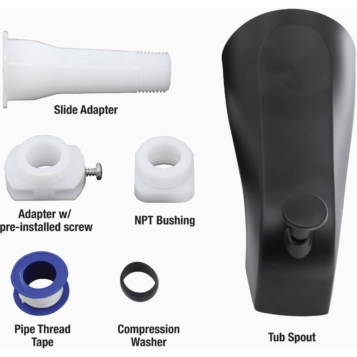 Danco Universal Matte Black Tub Spout with Diverter - photo 4 Danco Universal Matte Black Tub Spout with Diverter - photo 4