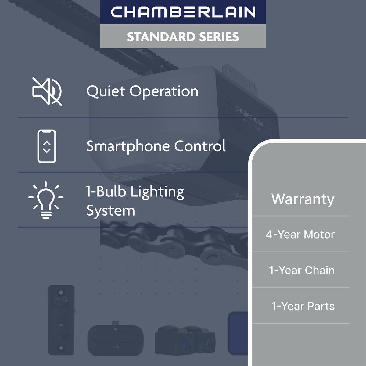 Chamberlain C1000 1/2 HP Chain Drive Smart Garage Door Opener - photo 3