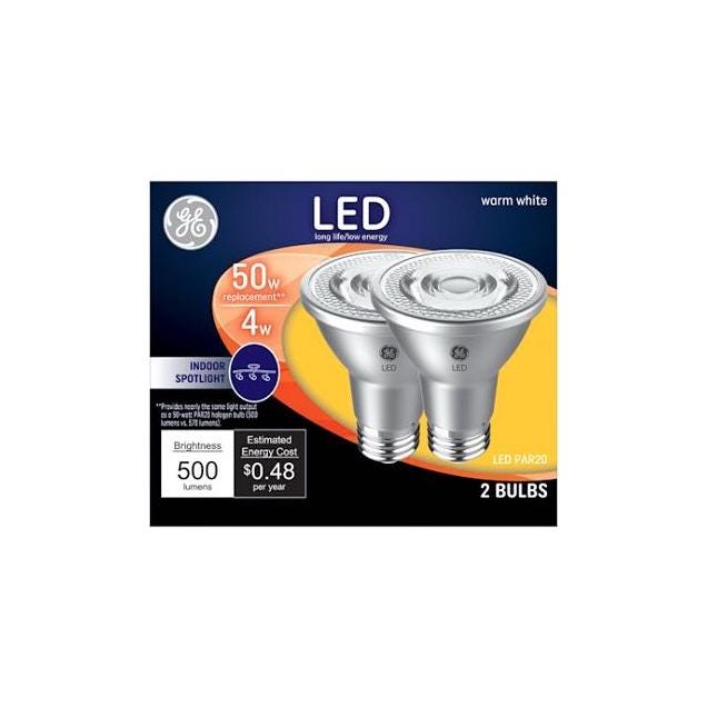 GE 2-Pack 7W 500 Lumens Warm White LED Directional Light Bulb GE 2-Pack 7W 500 Lumens Warm White LED Directional Light Bulb