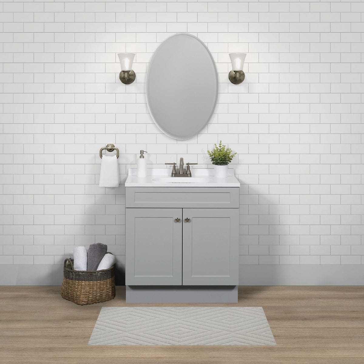 Zenith Zenna Home Cool Gray 30 In. W x 35 In. H x 18 In. D Shaker Vanity with White Cultured Marble Top - photo 3