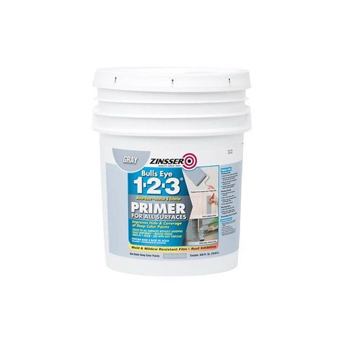 Zinsser Bulls Eye 1-2-3 5 Gal. Gray Water-Base Primer