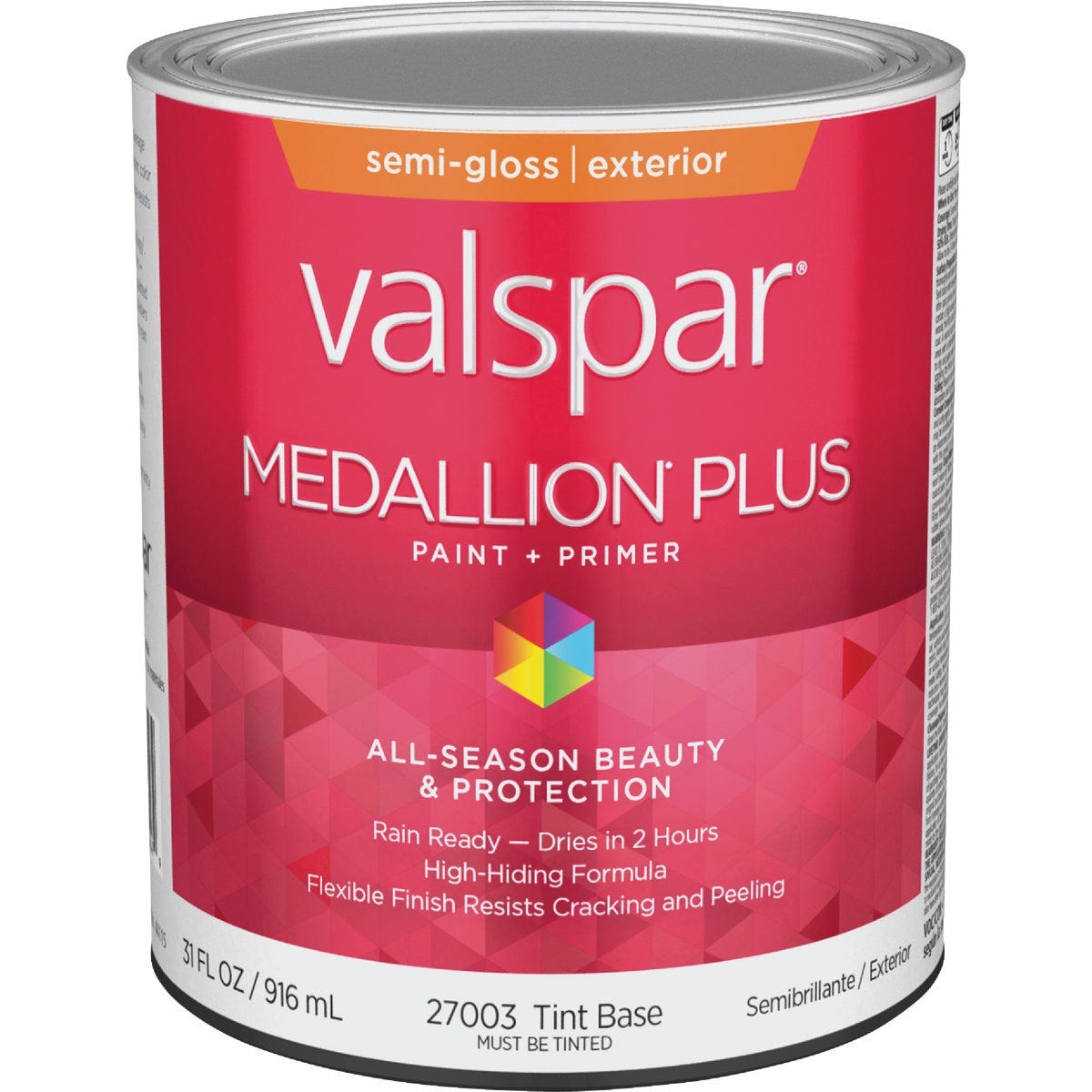 Valspar Medallion Plus Premium Paint & Primer Semi-Gloss Exterior Paint, Tint Base, 1 Qt. Valspar Medallion Plus Premium Paint & Primer Semi-Gloss Exterior Paint, Tint Base, 1 Qt.