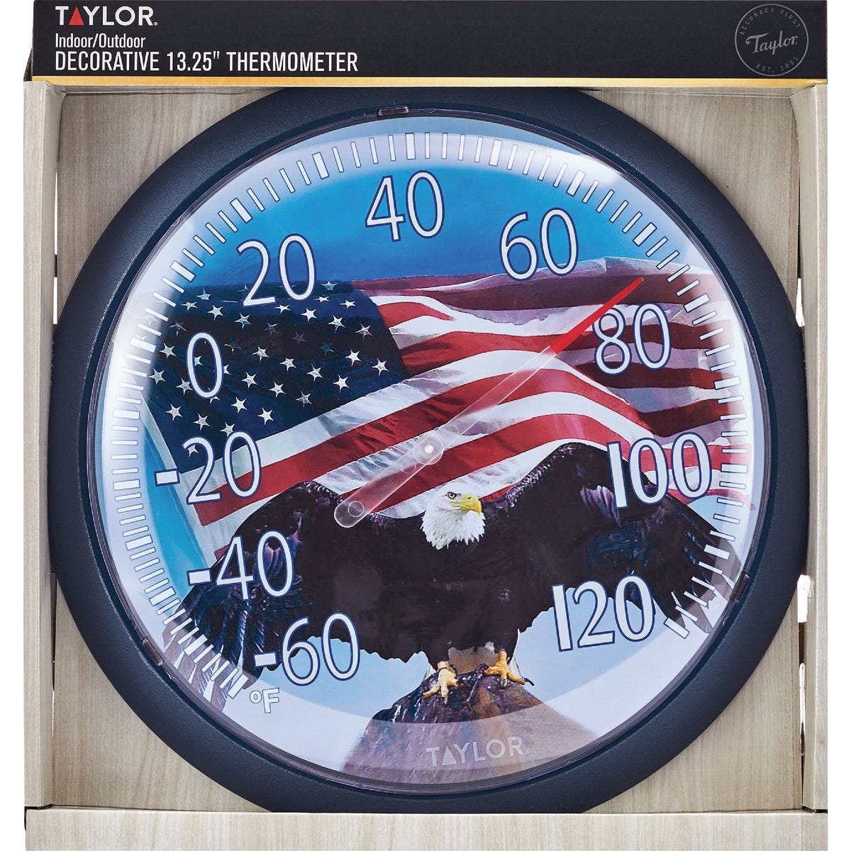 Taylor SpringField 13-1/4" Dia Plastic Dial Flag Indoor & Outdoor Thermometer - photo 2 Taylor SpringField 13-1/4" Dia Plastic Dial Flag Indoor & Outdoor Thermometer - photo 2