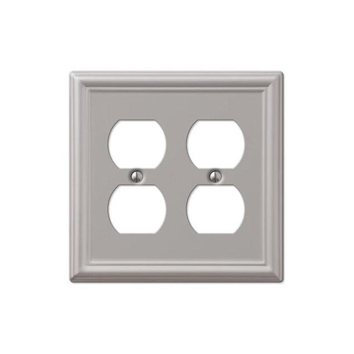 Westek Chelsea Brushed Nickel Steel 2-Duplex Wall Plate