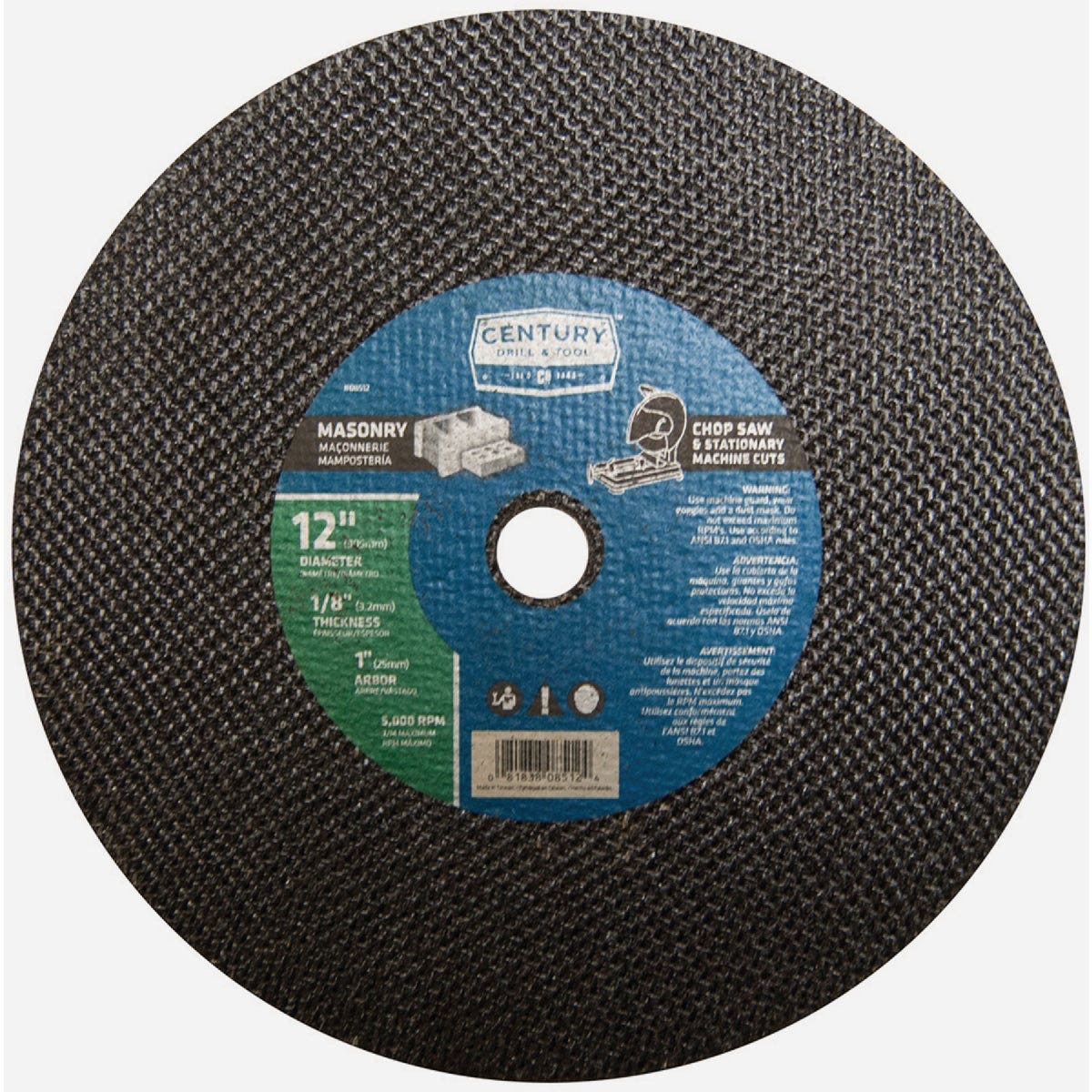 Century Drill & Tool 12 In. x 1/8 In. Abrasive Masonry Cut-Off Wheel