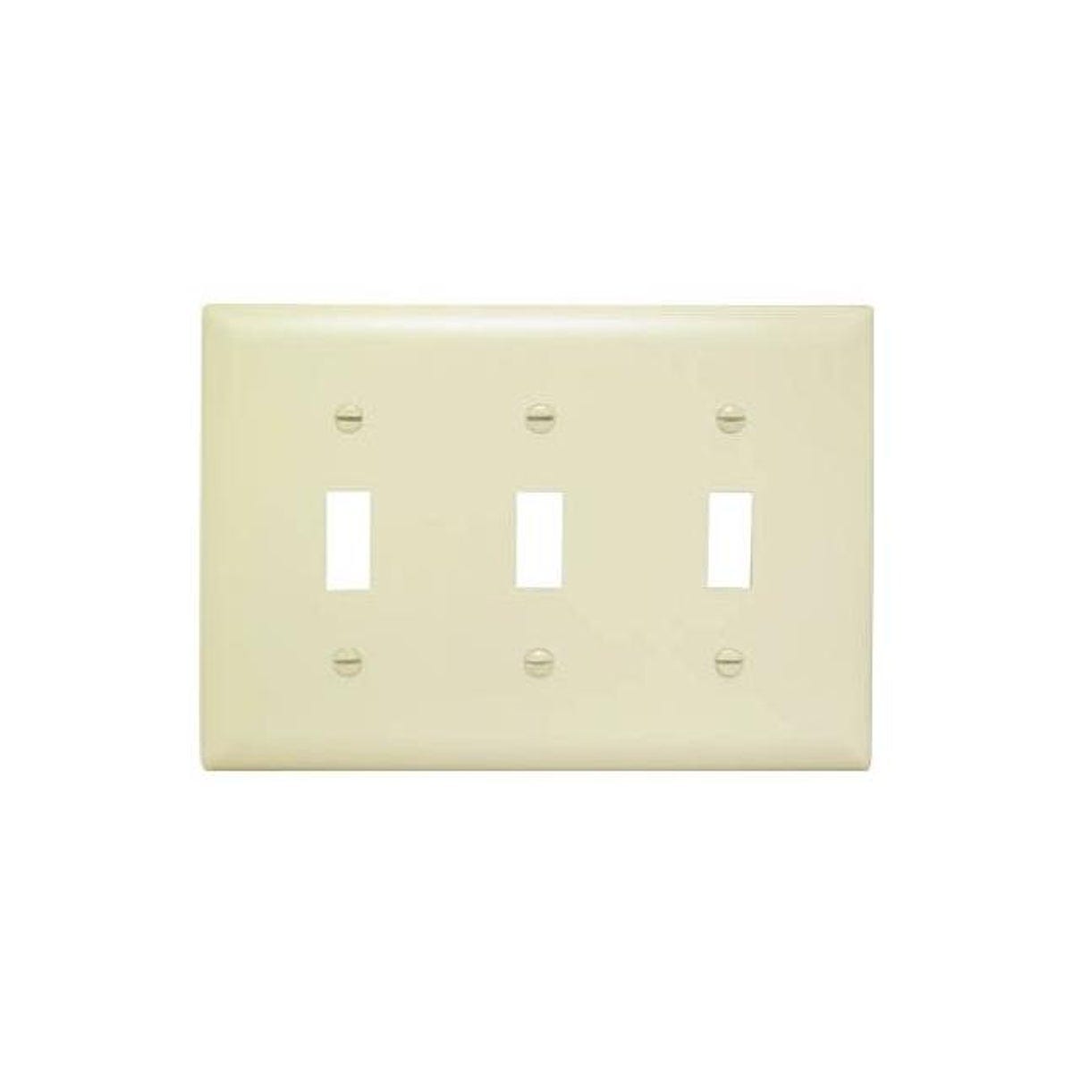 Legrand TradeMaster 3-Gang Thermoplastic Toggle Switch Wall Plate, Ivory