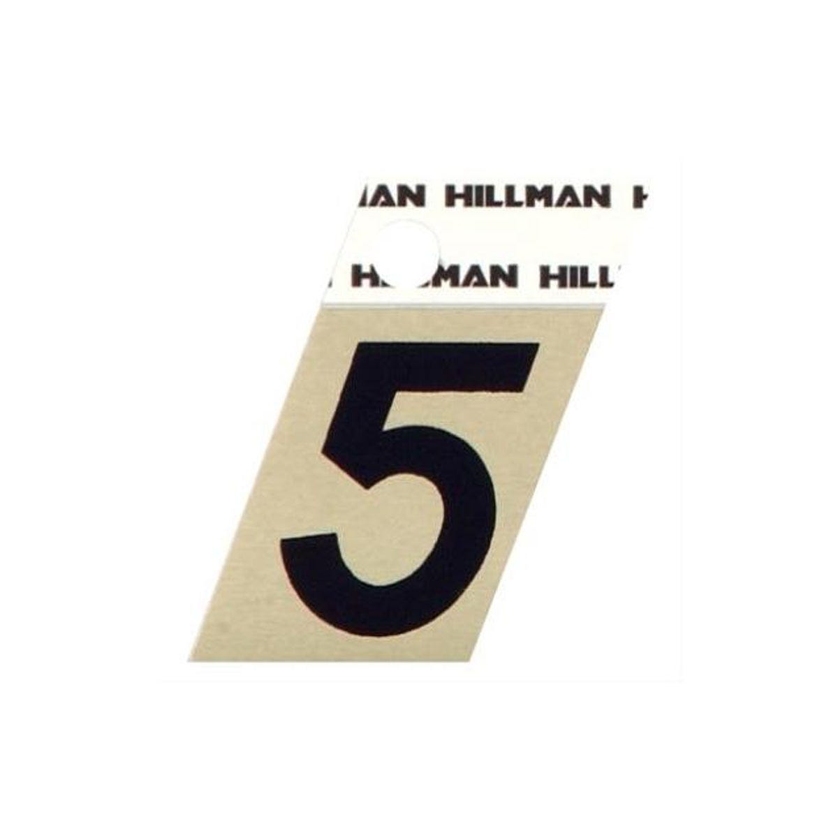 Hillman 1-1/2 In. Aluminum Black & Gold Adhesive Angle-Cut Number, 5 Hillman 1-1/2 In. Aluminum Black & Gold Adhesive Angle-Cut Number, 5
