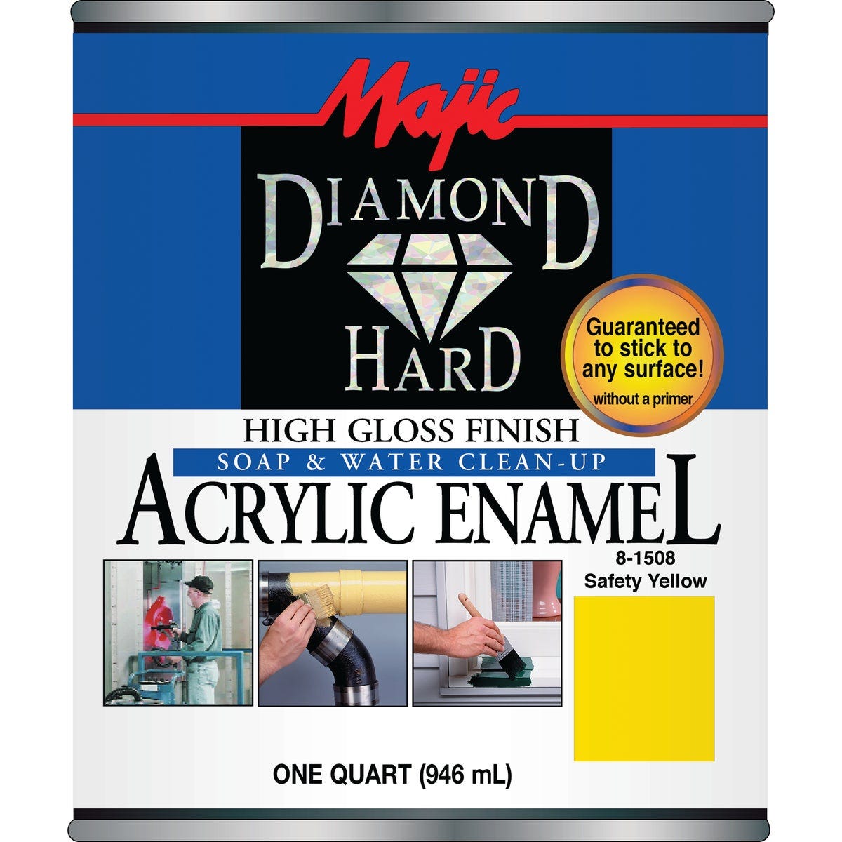 Majic Diamond Hard Acrylic Enamel, Safety Yellow, 1 Qt. - photo 2