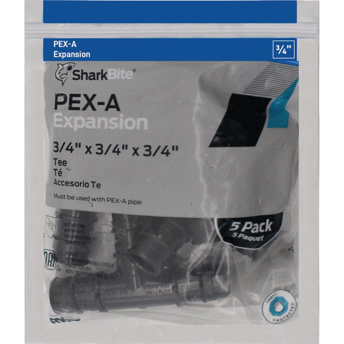 SharkBite 3/4 In. x 3/4 In. x 3/4 In. Poly PEX-A Tee (5-Pack) - photo 2