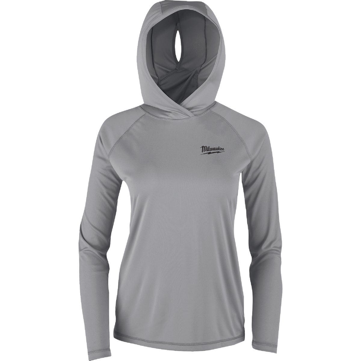 Milwaukee WORKSKIN Women's Large Gray Hooded Sun Shirt