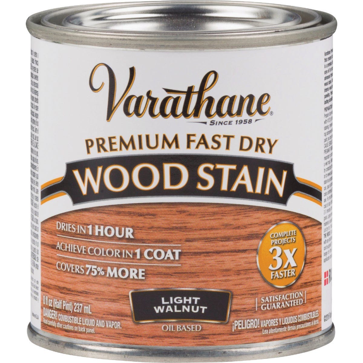 Varathane Fast Dry Light Walnut Urethane Modified Alkyd Interior Wood Stain, 1/2 Pt. - photo 2