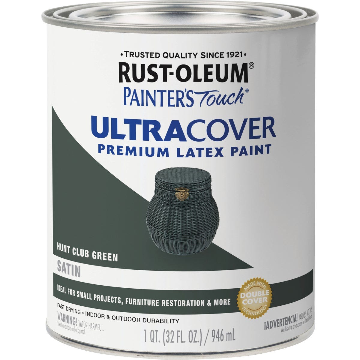 Rust-Oleum Painter's Touch 2X Ultra Cover Premium Latex Paint, Satin Hunt Club Green, 1 Qt. - photo 2