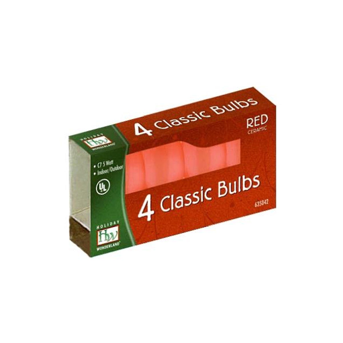 Holiday Wonderland C7 Red Ceramic Christmas Lights Replacement Bulb (4-Pack)