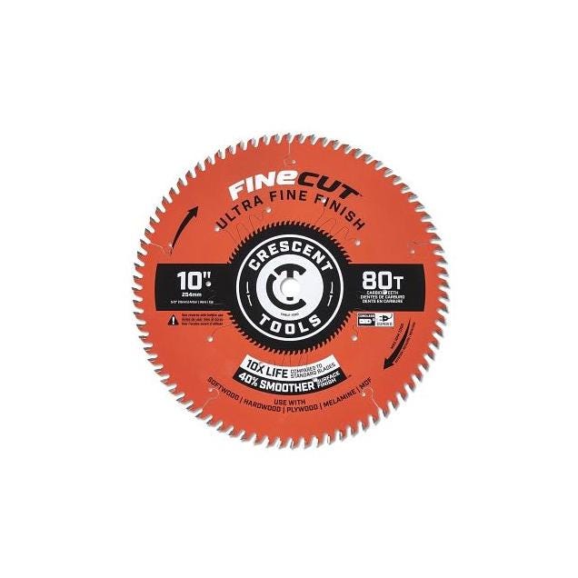 Crescent FineCut 10 In. 80-Tooth Ultra Fine Finish Circular Saw Blade