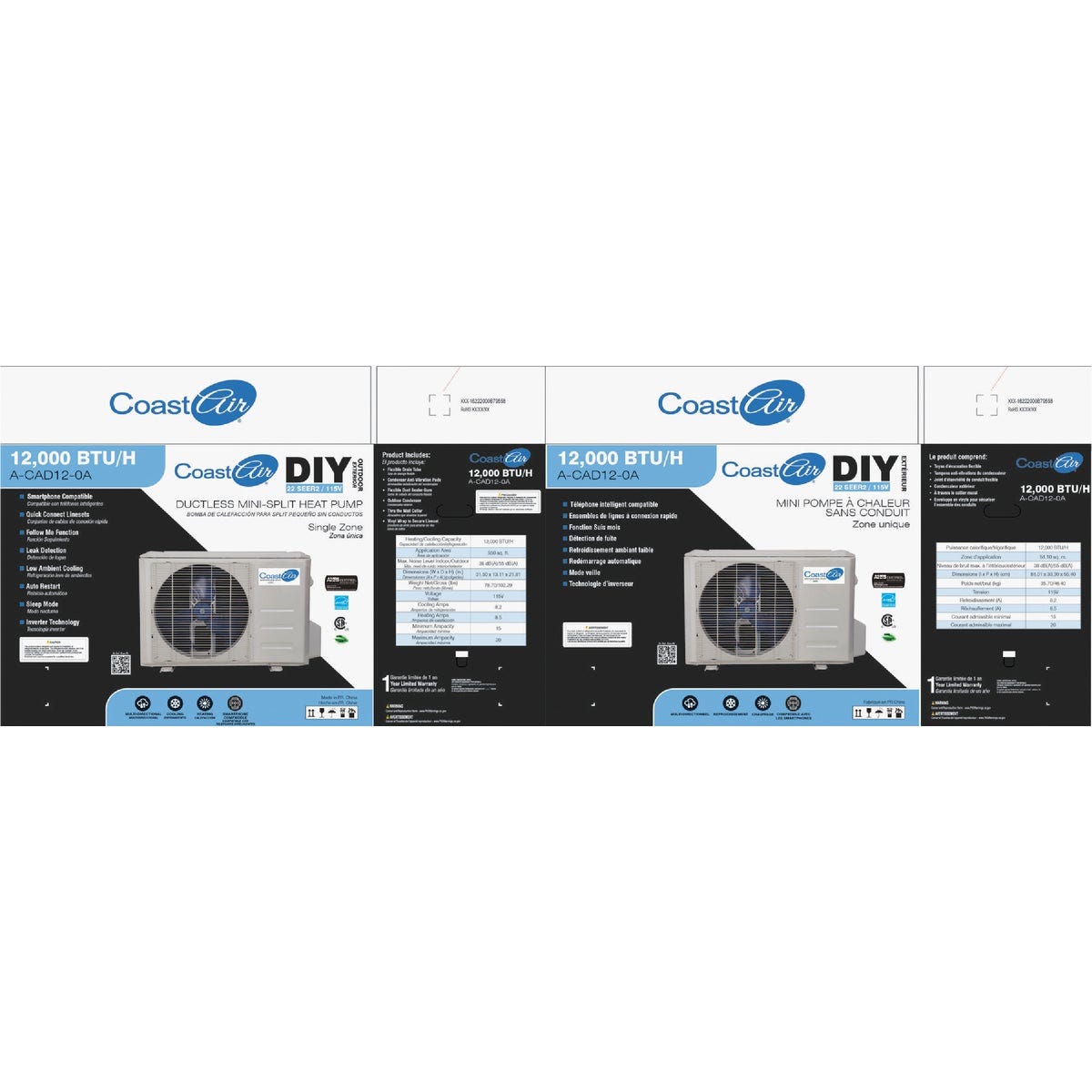 Coast Air 12,000 BTU 450 Sq. Ft. to 550 Sq. Ft. Coverage Area Mini-Split Room Air Conditioner & Heat Pump - photo 4 Coast Air 12,000 BTU 450 Sq. Ft. to 550 Sq. Ft. Coverage Area Mini-Split Room Air Conditioner & Heat Pump - photo 4