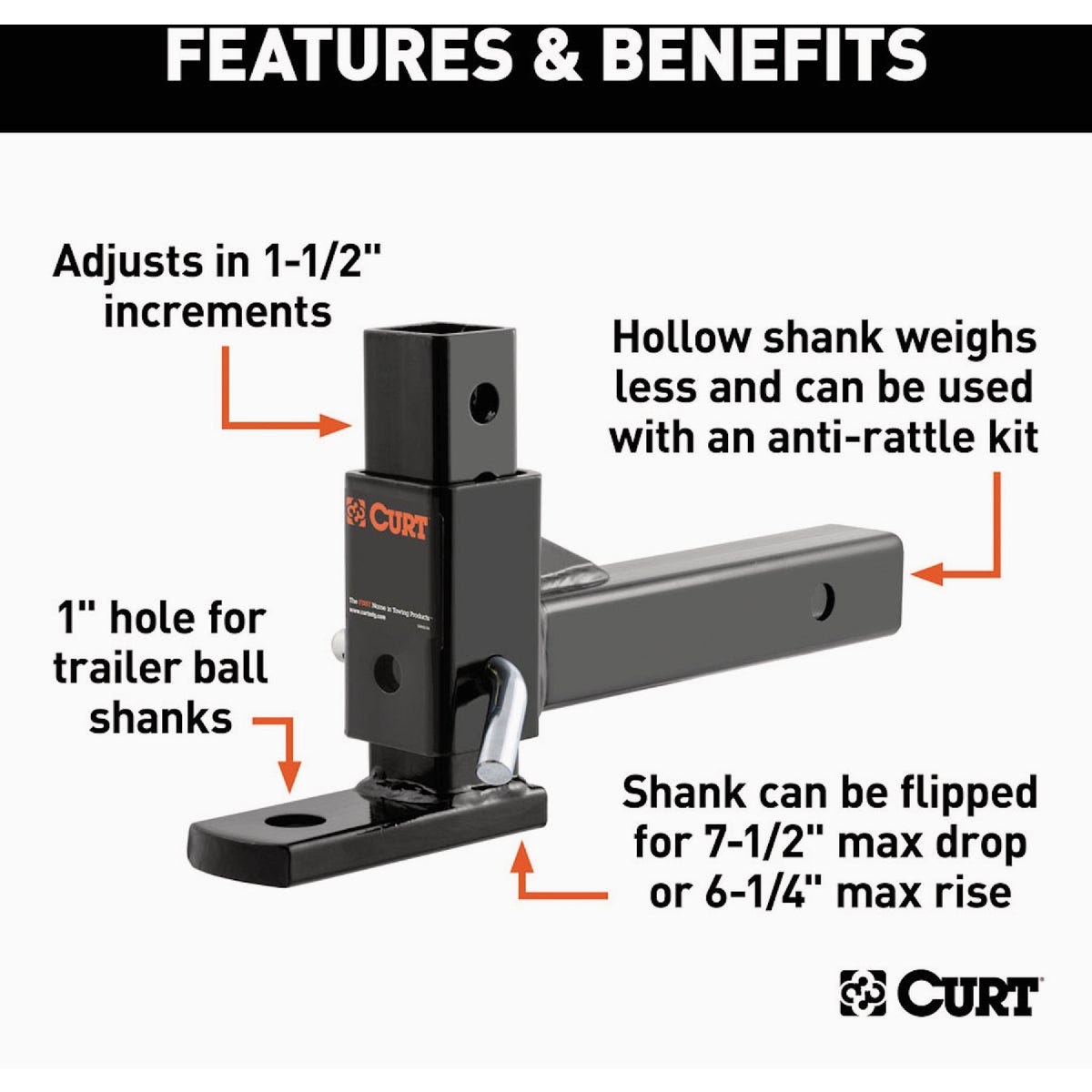 CURT 2 In. Adjustable Ball Mount - photo 4