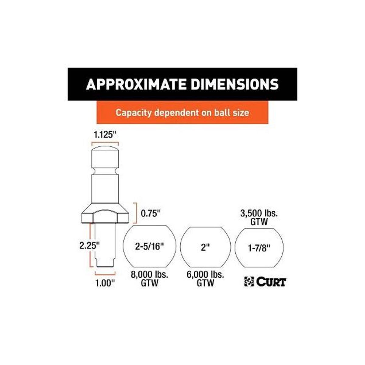 CURT 3-Piece Chrome Steel Switch Ball Set, 8,000 Lb. Load - photo 4 CURT 3-Piece Chrome Steel Switch Ball Set, 8,000 Lb. Load - photo 4