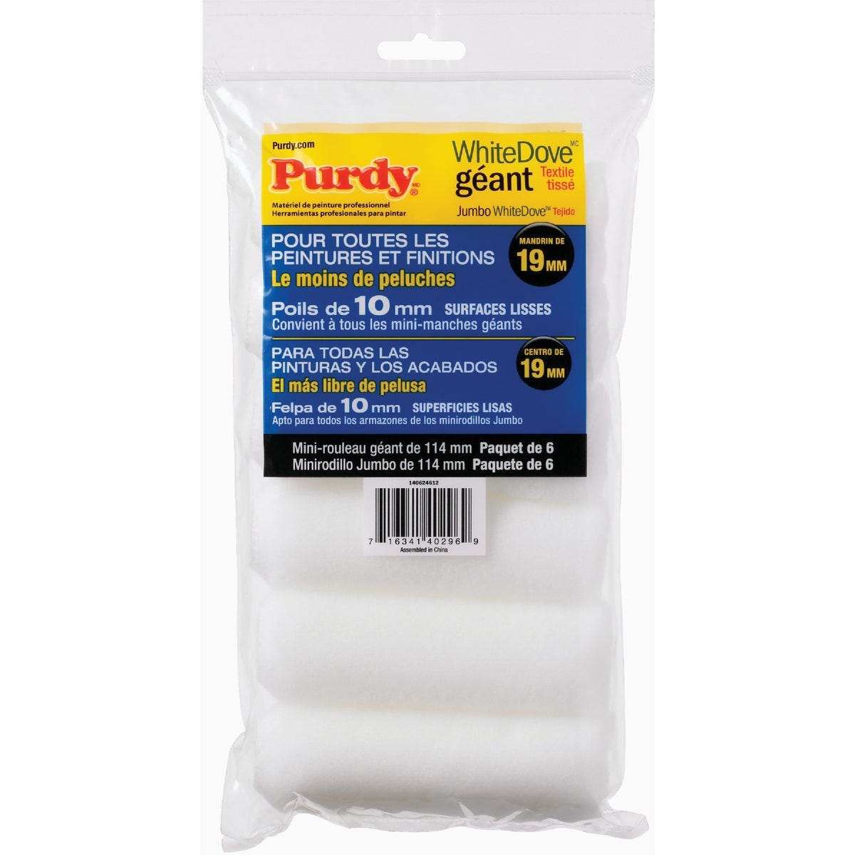 Purdy White Dove Jumbo Mini Roller Cover, 4.5 Inch Pack of 6 - photo 6