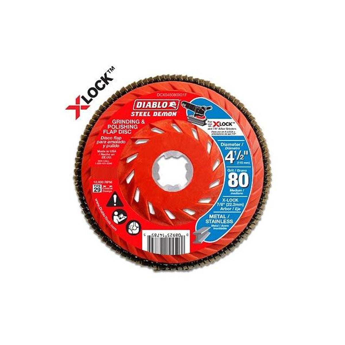 Diablo X-Lock 4-1/2 In. x 7/8 In. 80-Grit Angle Grinder Flap Disc