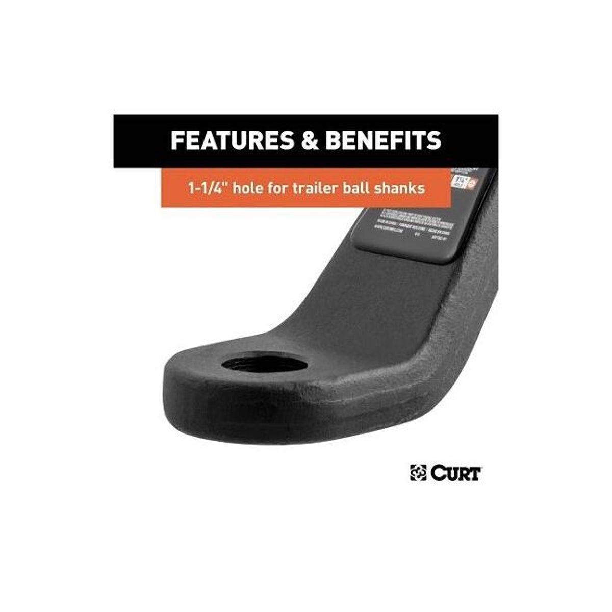 CURT 17000 Lb. 6 In. Drop 5 In. Rise 1-1/4 In. Hole Forged Trailer Hitch Ball Mount fits 2 In. Receiver - photo 3