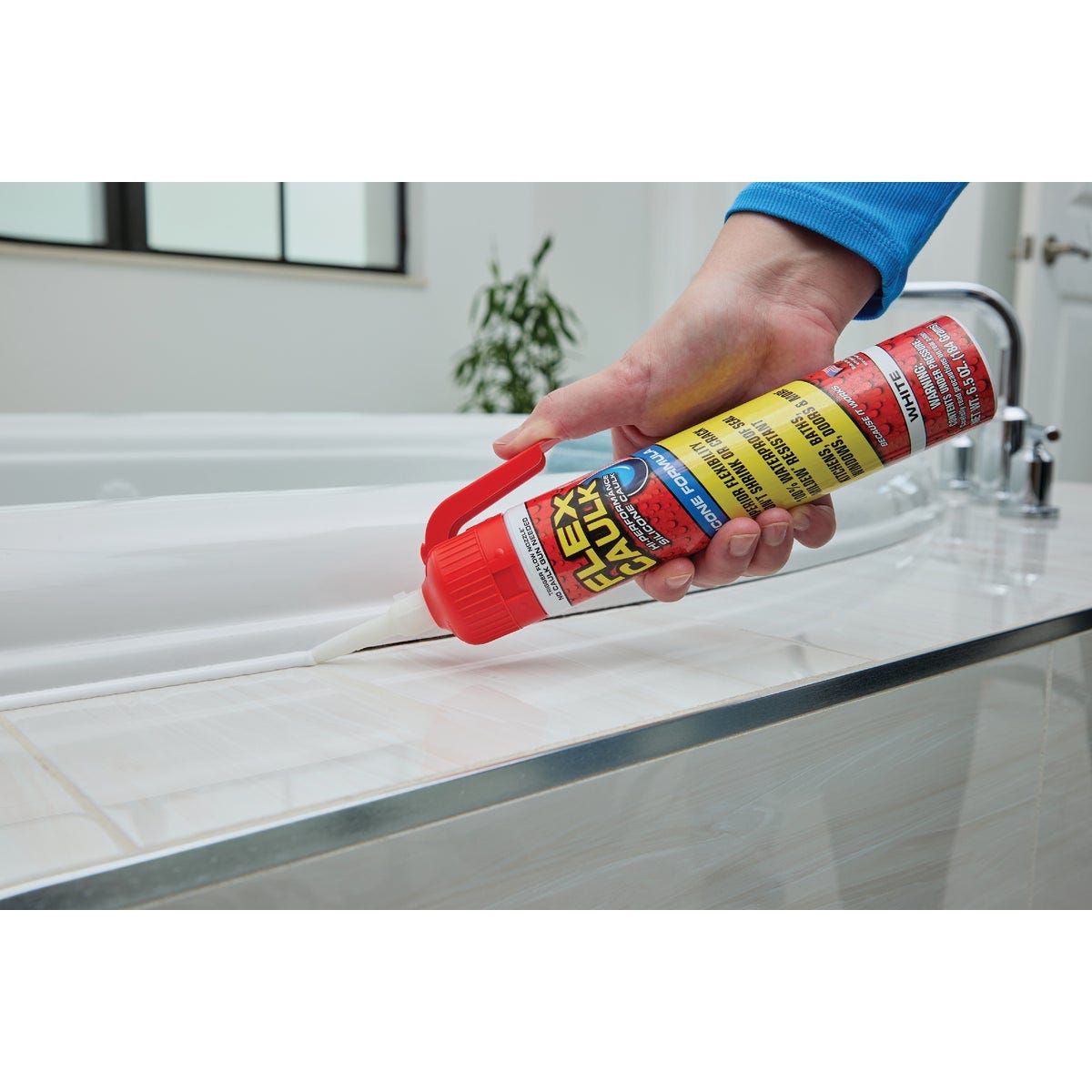 Flex Caulk 6.5 Oz. White Silicone Caulk Cartridge With Adjustable Nozzle - photo 2