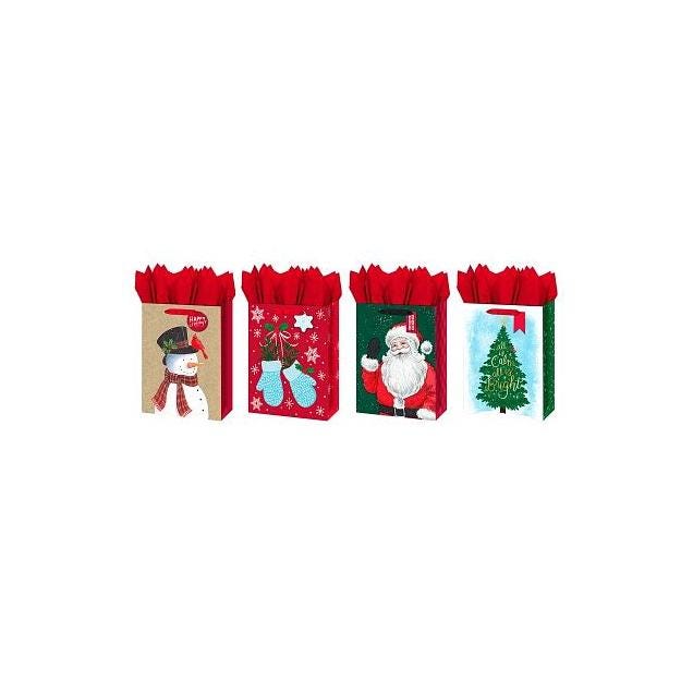 Papercraft Large Christmas Gift Bag, Assorted Traditional Holiday Designs Papercraft Large Christmas Gift Bag, Assorted Traditional Holiday Designs