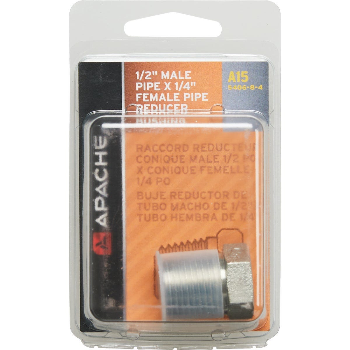 Apache 1/2 In. Male Pipe x 1/4 In. Female Pipe Hex Reducer Bushing Hydraulic Hose Adapter - photo 2