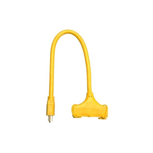 Master Electrician 2 Ft. 12/3 STW Yellow 3-Outlet Extension Cord