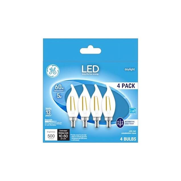 GE 4-Pack 5W 500 Lumens Clear Decorative LED Light Bulbs