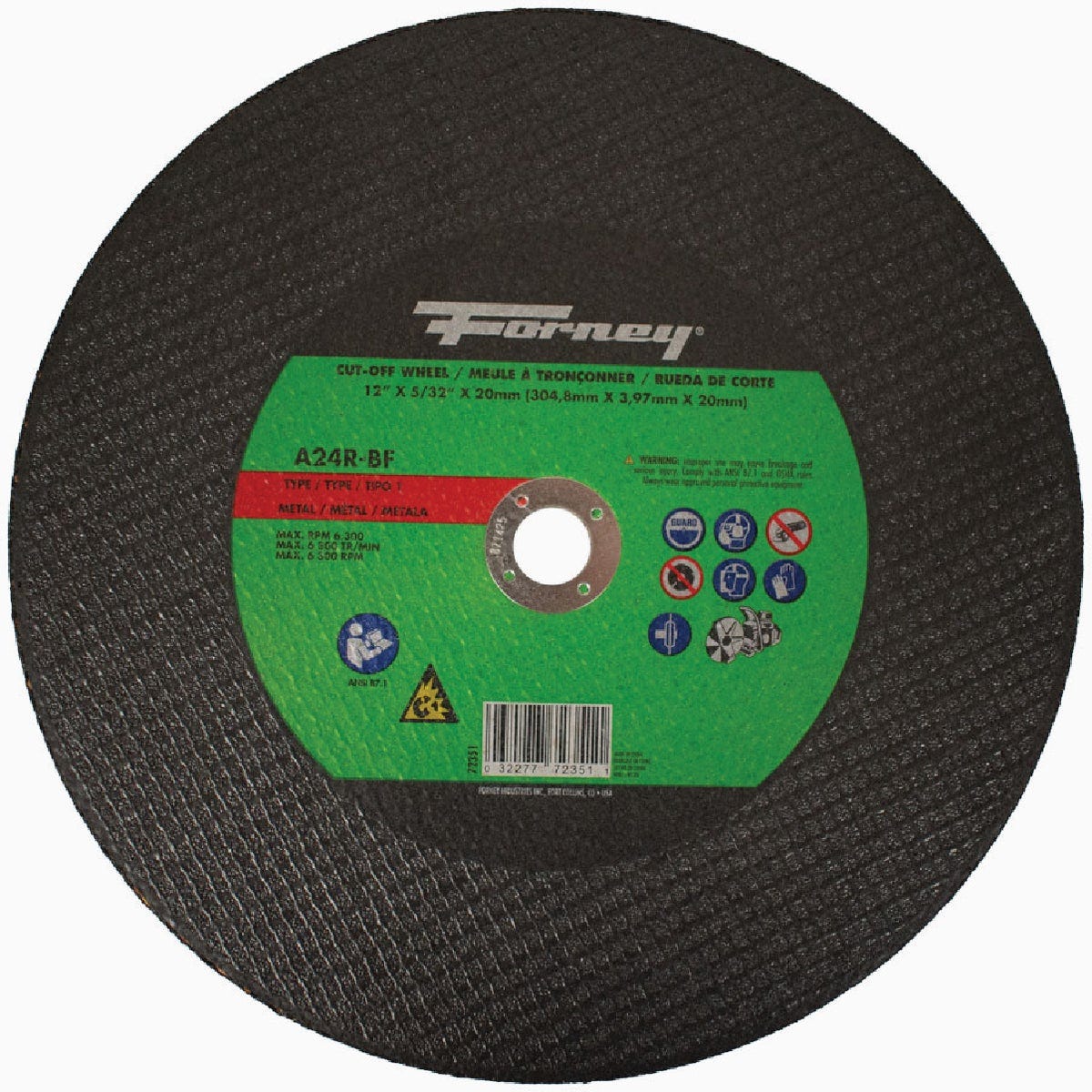 Forney 12 In. x 5/32 In. x 20 mm Type 1 Metal Cut-OffWheel