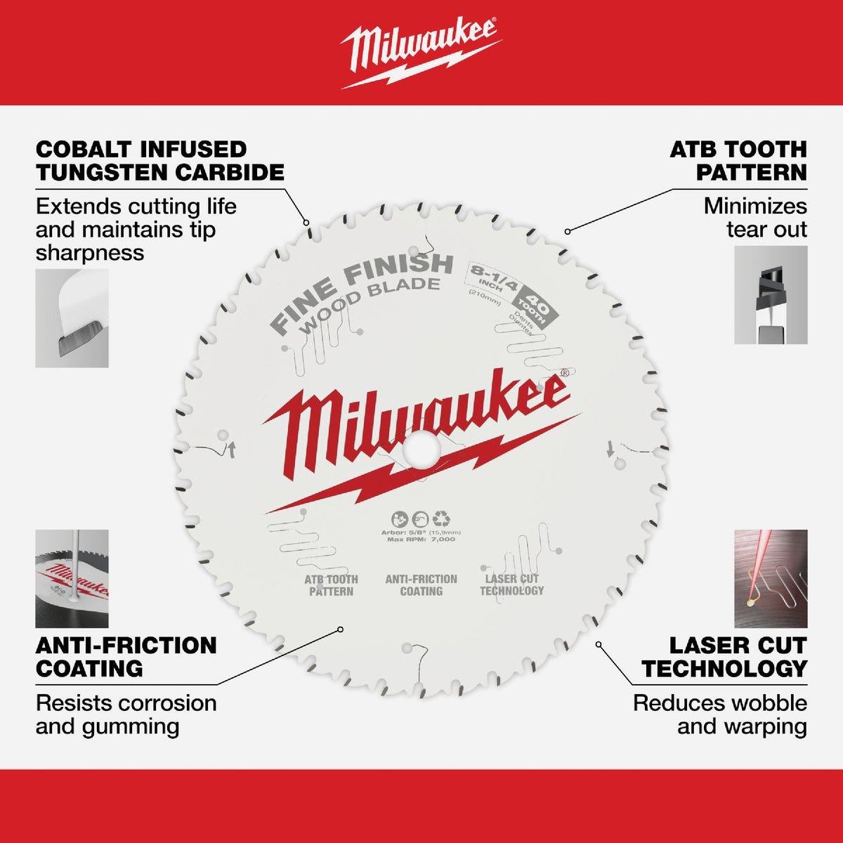 Milwaukee 8-1/4 In. 40-Tooth Fine Finish Circular Saw Blade - photo 5 Milwaukee 8-1/4 In. 40-Tooth Fine Finish Circular Saw Blade - photo 5