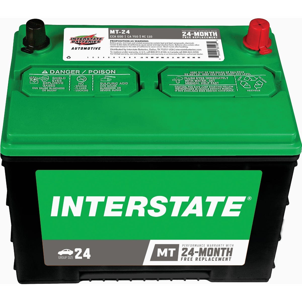 Interstate Batteries 12V 600CCA 295RC 600CA Automotive Battery, Top Post
