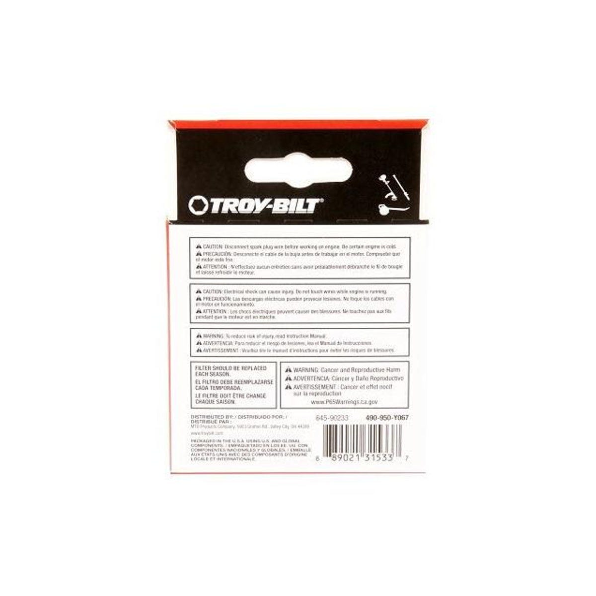 Troy-Bilt Air Filter and Spark Plug Kit for 2-Cycle Power Equipment - photo 2