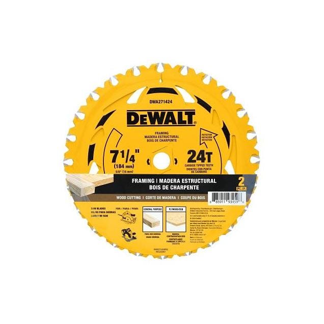 DeWalt 7-1/4 In. 24-Tooth Circular Saw Blade (2-Pack) DeWalt 7-1/4 In. 24-Tooth Circular Saw Blade (2-Pack)