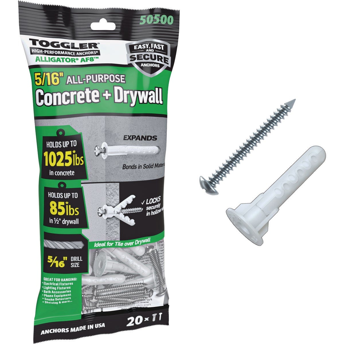 Toggler Alligator #12 x 1-3/4 In. Concrete & Drywall Anchors (20-Count) Toggler Alligator #12 x 1-3/4 In. Concrete & Drywall Anchors (20-Count)