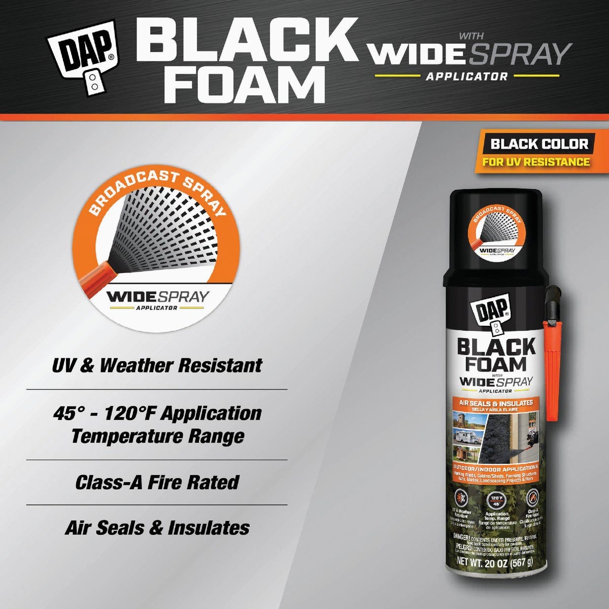 DAP 20 Oz. Black Insulating Foam with Widespray Applicator - photo 2