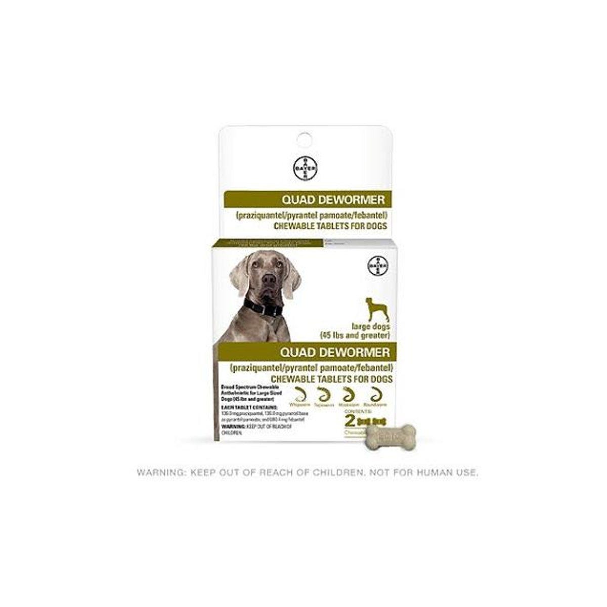 Bayer Chewabale Quad Dewormer Tablets for Large Dogs 45 Lb. and Up (2-Pack) Bayer Chewabale Quad Dewormer Tablets for Large Dogs 45 Lb. and Up (2-Pack)