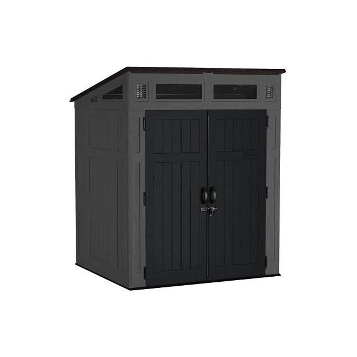 Suncast 6 Ft. x 5 Ft. Modernist Resin Storage Shed, Peppercorn & Black Suncast 6 Ft. x 5 Ft. Modernist Resin Storage Shed, Peppercorn & Black