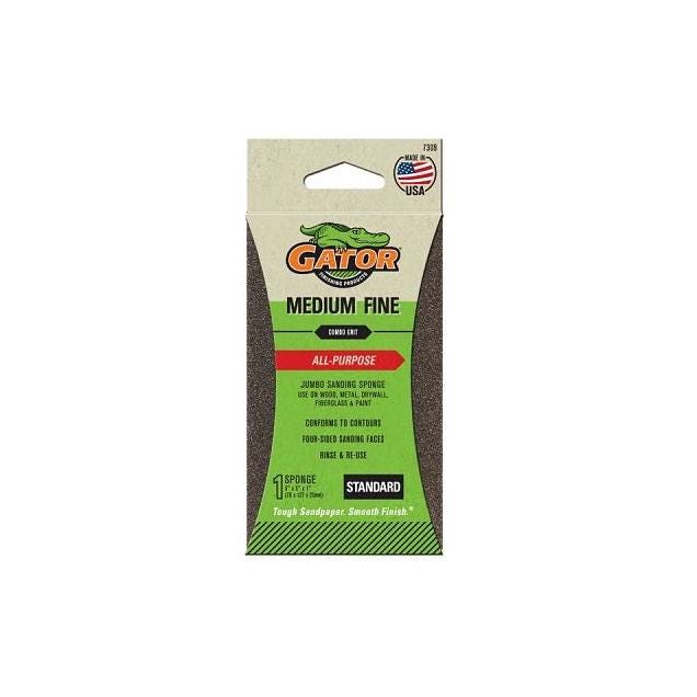 Gator 3 In. x 5 In. Fine/Medium 100/60 Grit Jumbo Sanding Sponge