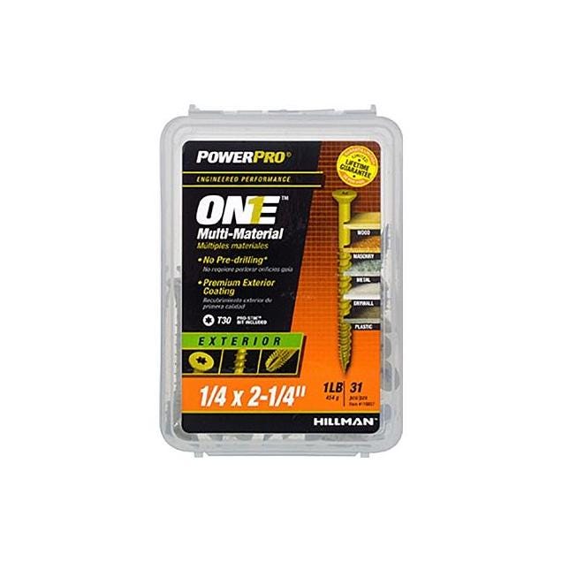 Hillman Power Pro One Exterior Screws, Flat Head, Bronze Epoxy Coated, #1/4 x 2-1/4 In. (46-Pack)