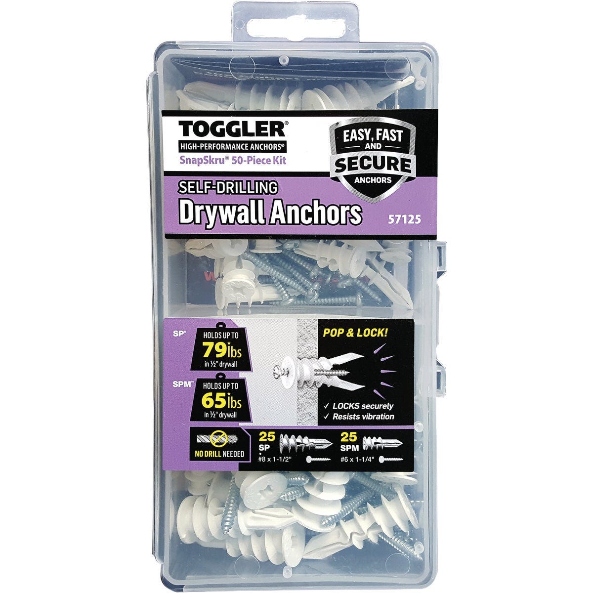 Toggler SnapSkru Nylon Self-Drilling Mini Drywall Anchor Assortment Kit (50 Ct.) Toggler SnapSkru Nylon Self-Drilling Mini Drywall Anchor Assortment Kit (50 Ct.)