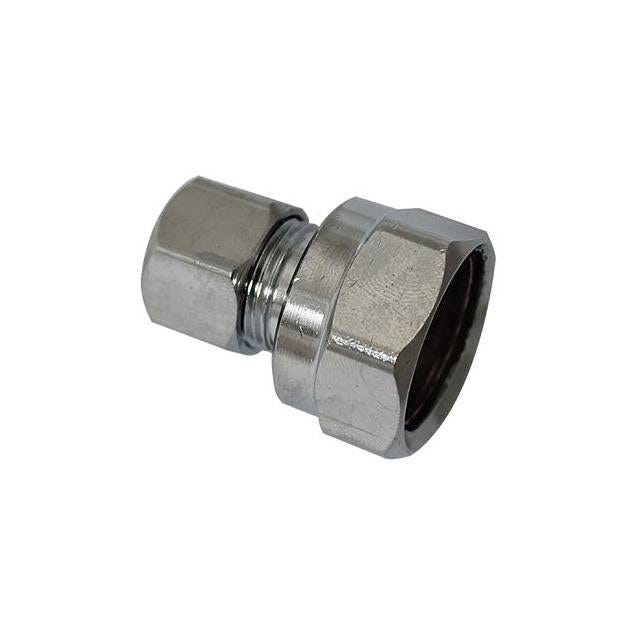 Plumb Pak Chrome Plated 1/2 In. FPT x 3/8 In. OD Brass Compression Straight Connector Plumb Pak Chrome Plated 1/2 In. FPT x 3/8 In. OD Brass Compression Straight Connector