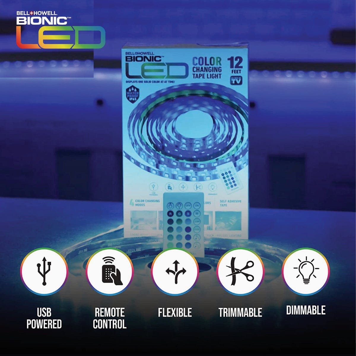 Bell+Howell 12 Ft. Bionic LED Color Changing Tape Light - photo 7