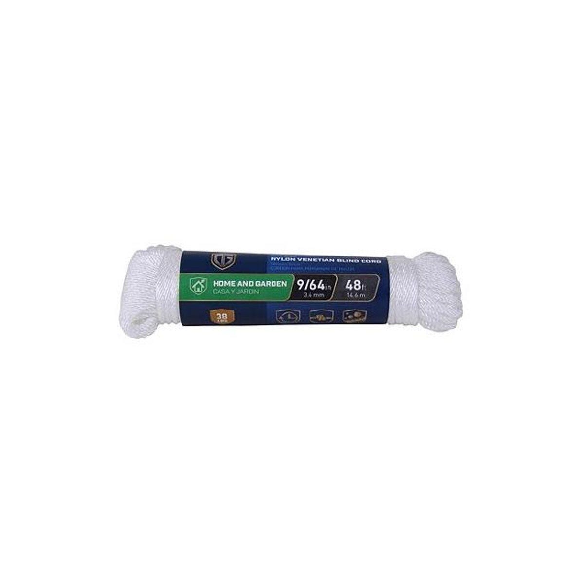 Richelieu 9/64 In. x 48 Ft. Diamond Braid White Nylon Blind Cord Rope Richelieu 9/64 In. x 48 Ft. Diamond Braid White Nylon Blind Cord Rope