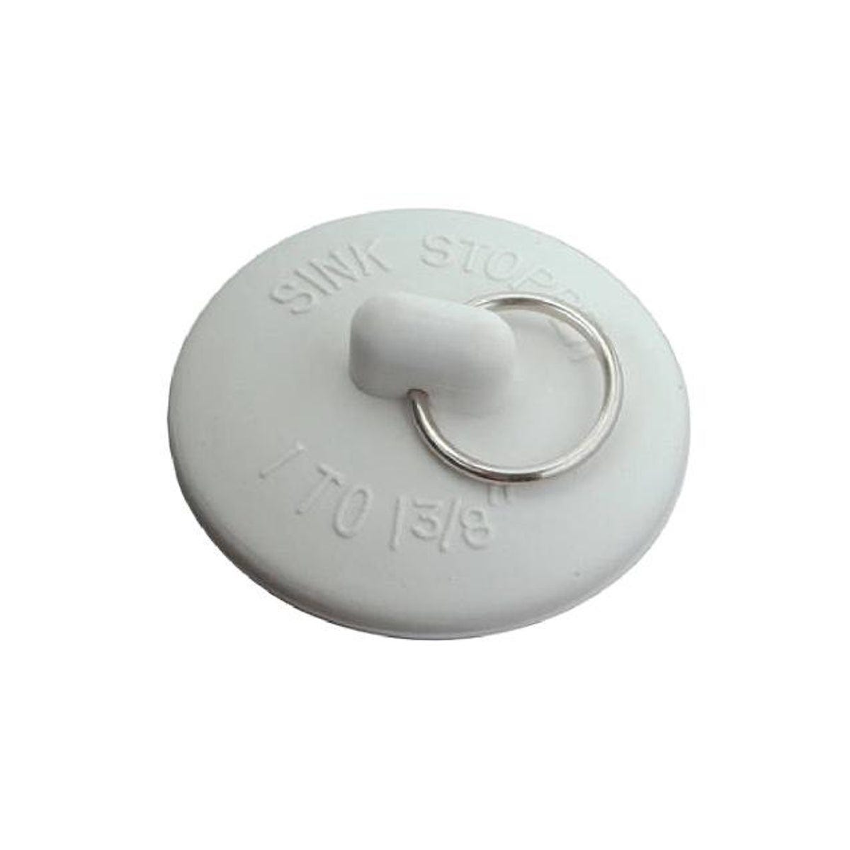 Master Plumber 1 to 1 In. Drains White Rubber Sink Stopper with Metal Ring