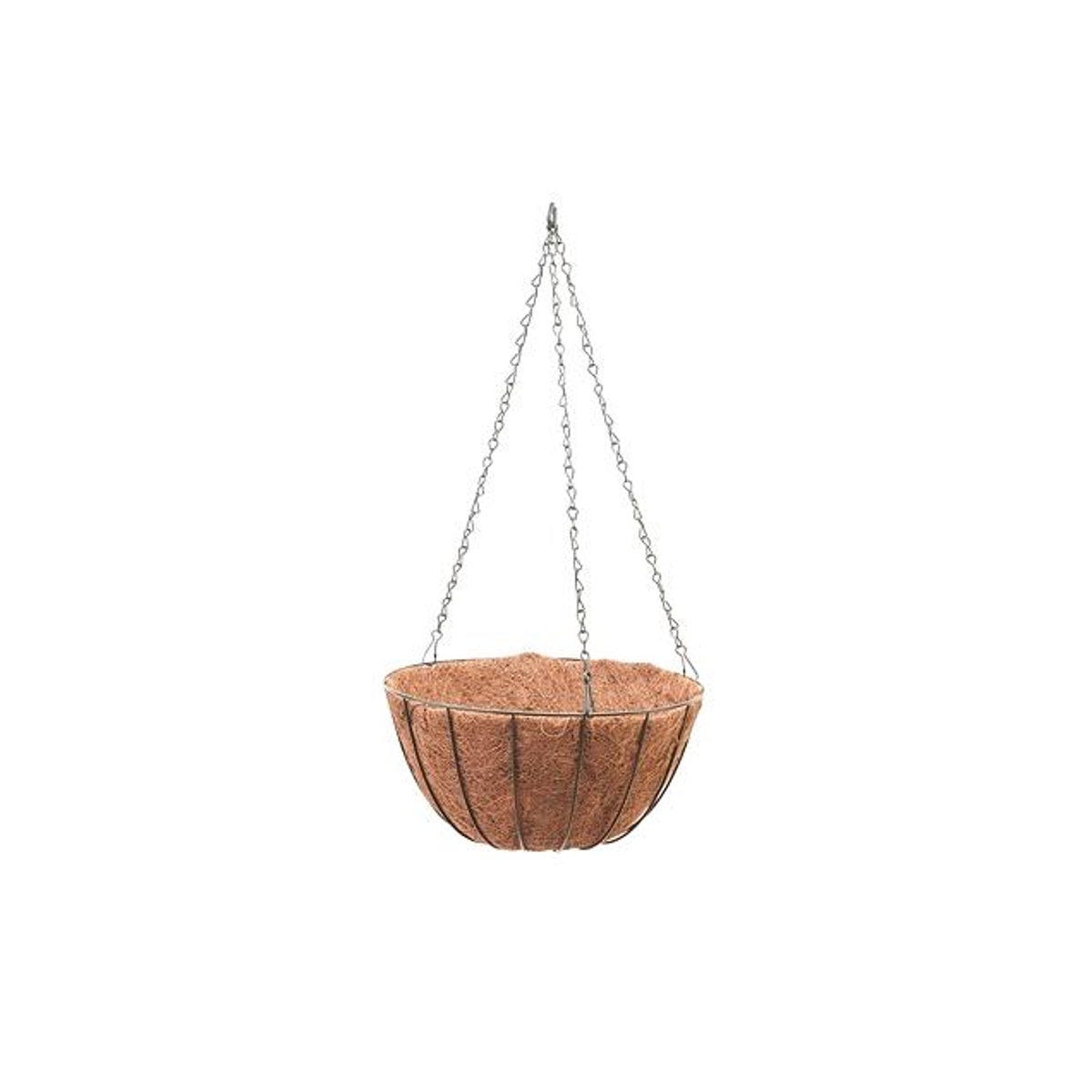 Green Thumb 14 In. Green Steel Growers Hanging Basket With Coco Liner Green Thumb 14 In. Green Steel Growers Hanging Basket With Coco Liner